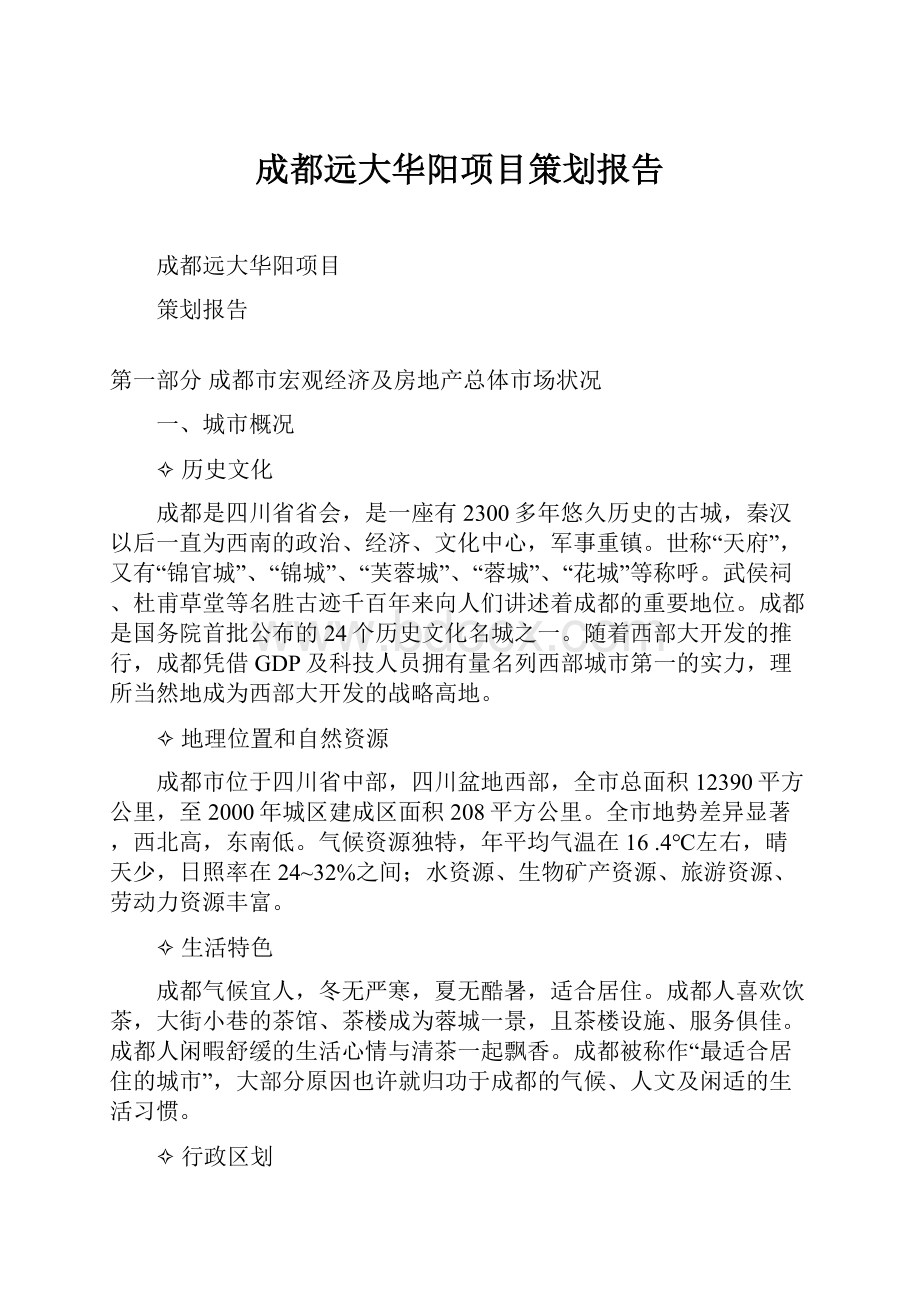 成都远大华阳项目策划报告.docx