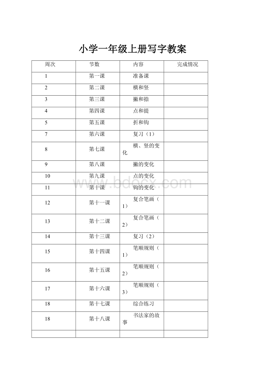 小学一年级上册写字教案.docx_第1页