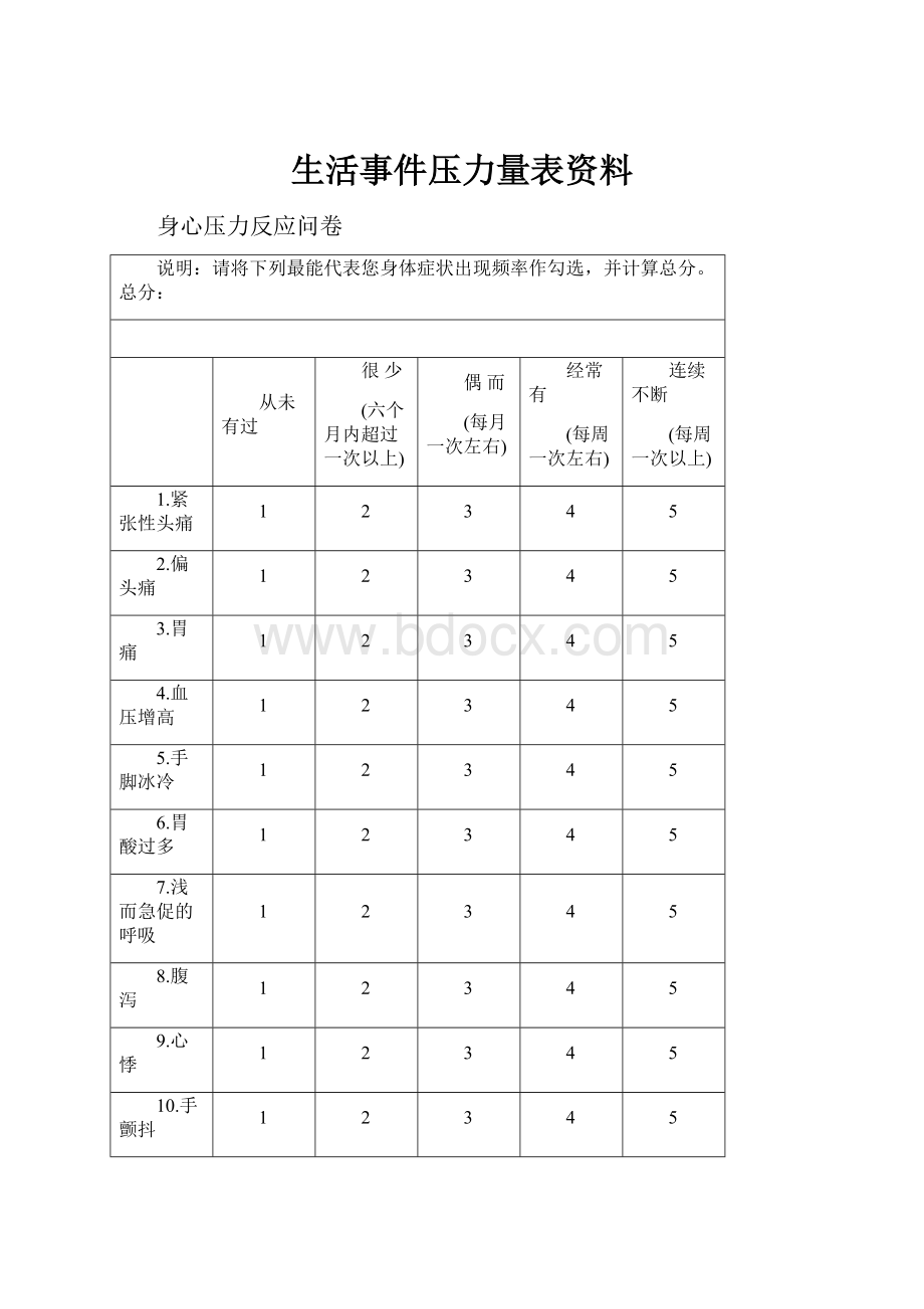 生活事件压力量表资料.docx