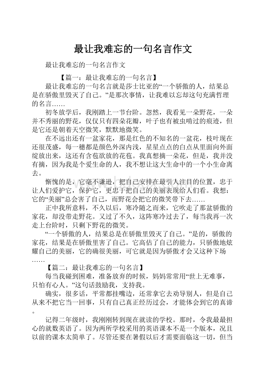 最让我难忘的一句名言作文.docx