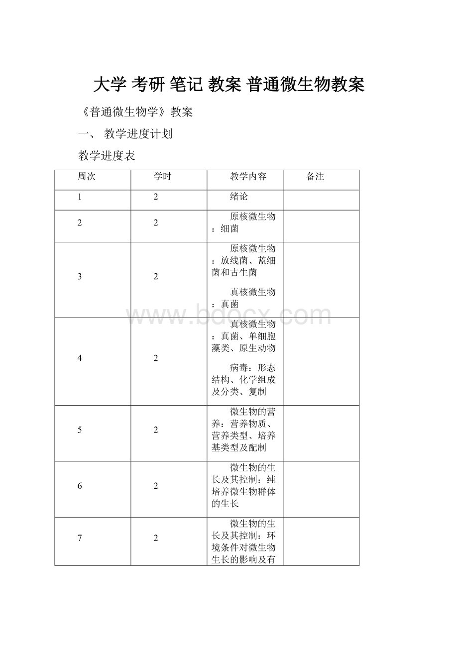 大学 考研 笔记 教案 普通微生物教案.docx