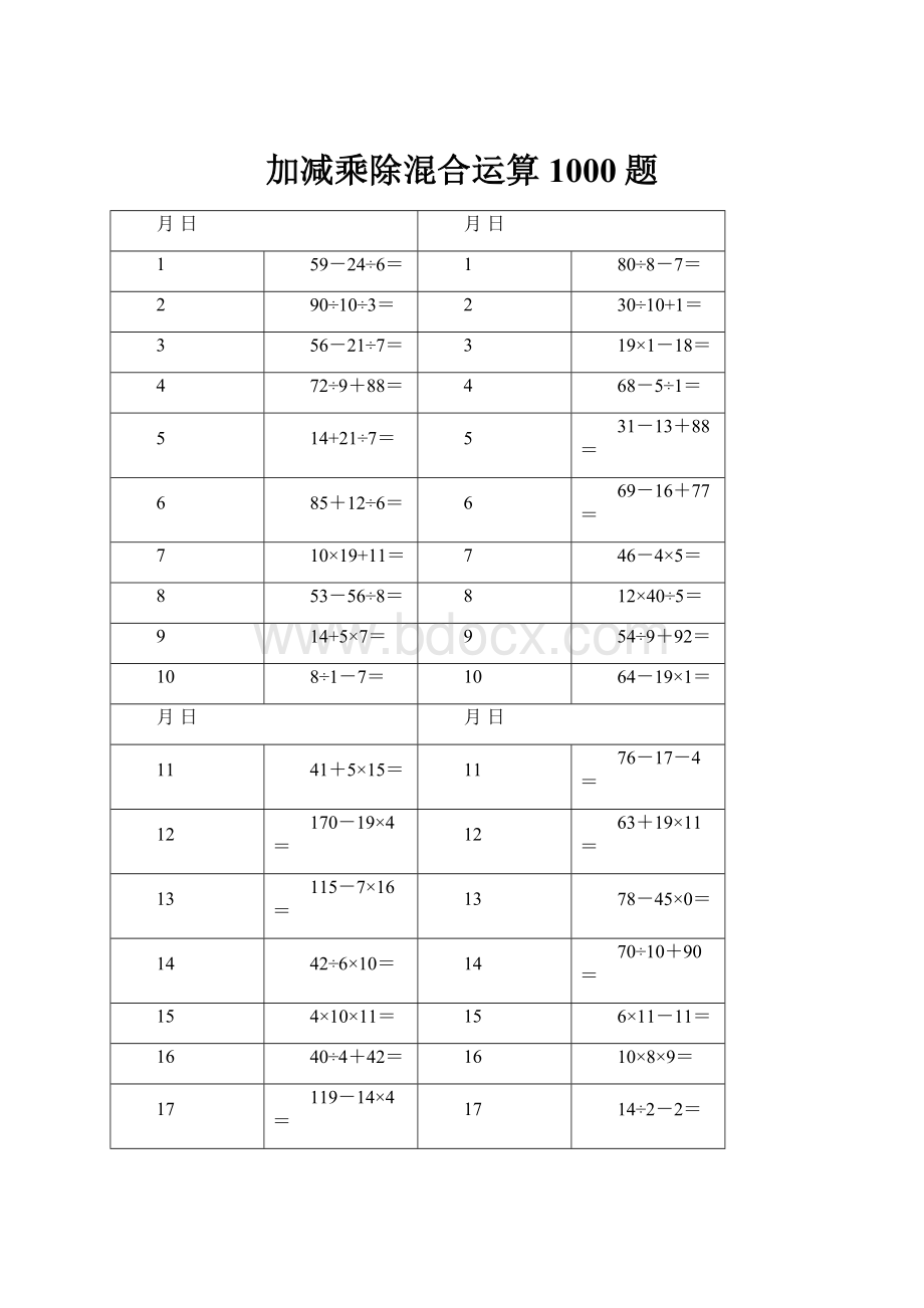 加减乘除混合运算1000题.docx