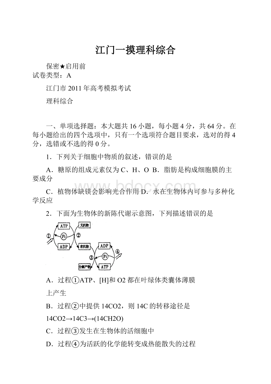 江门一摸理科综合.docx_第1页