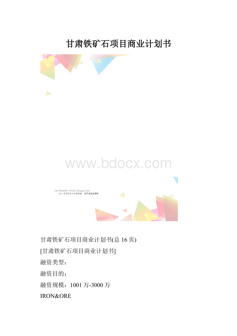 甘肃铁矿石项目商业计划书.docx_第1页