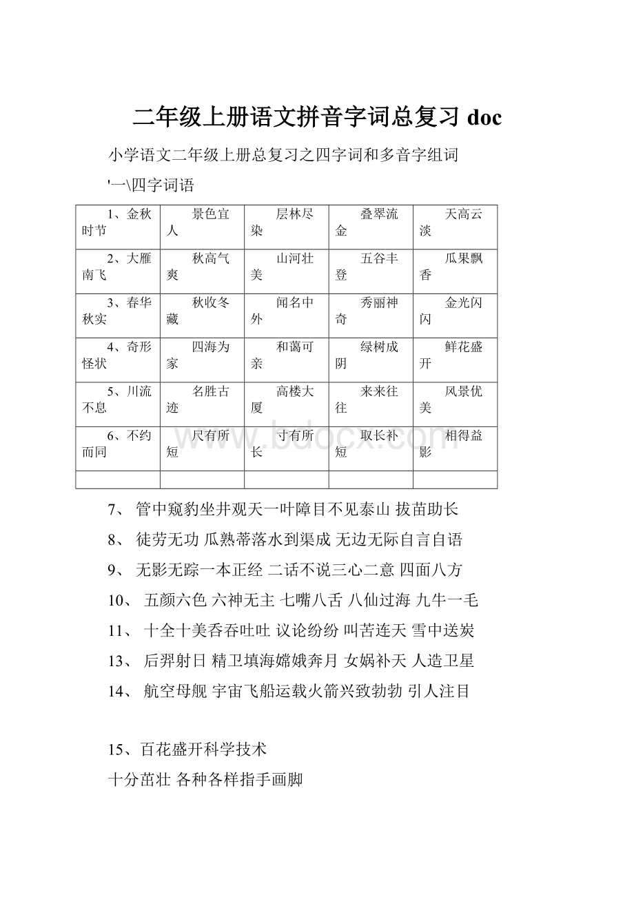 二年级上册语文拼音字词总复习doc.docx_第1页