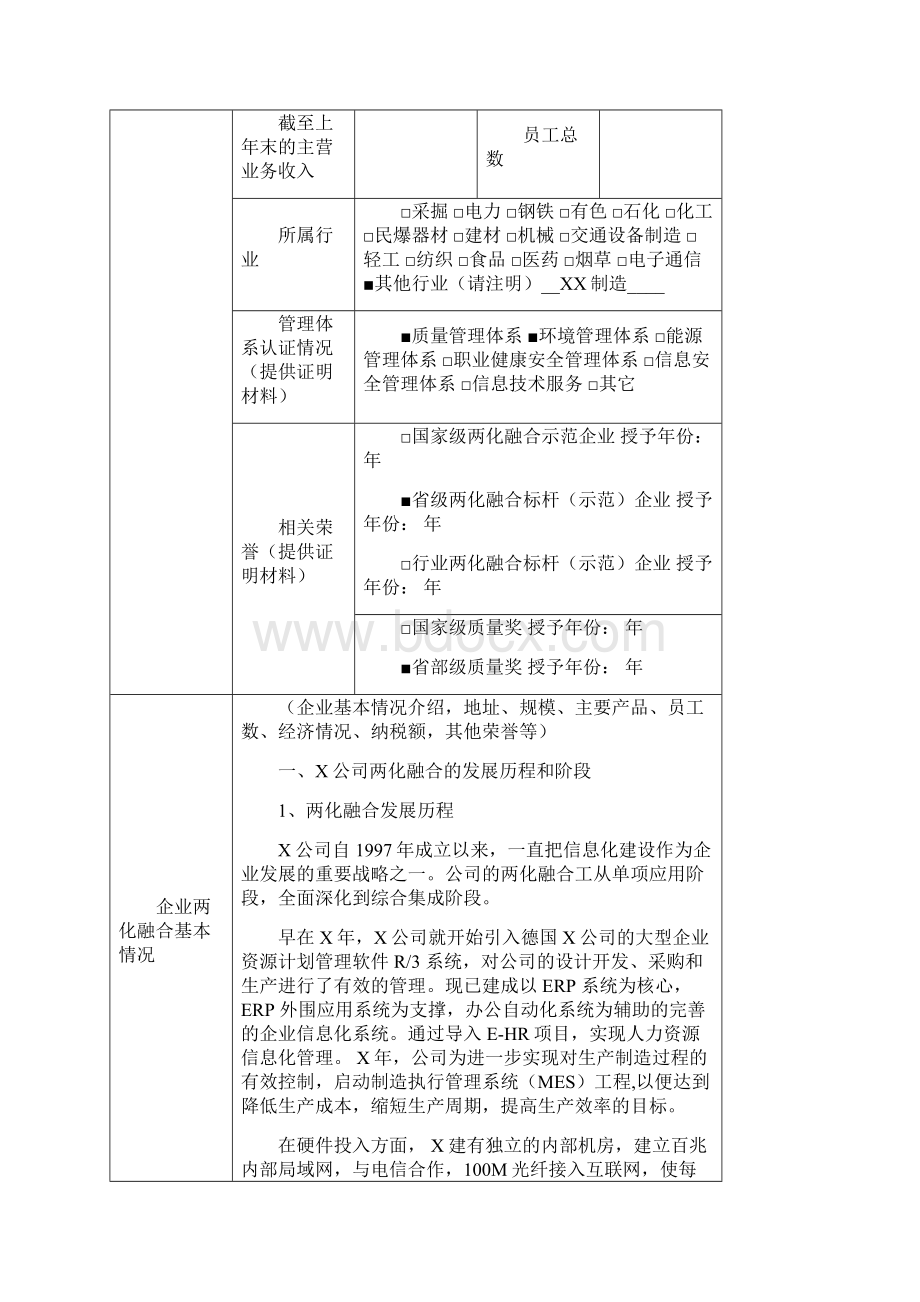 两化融合管理体系贯标试点企业申请材料范本.docx_第3页