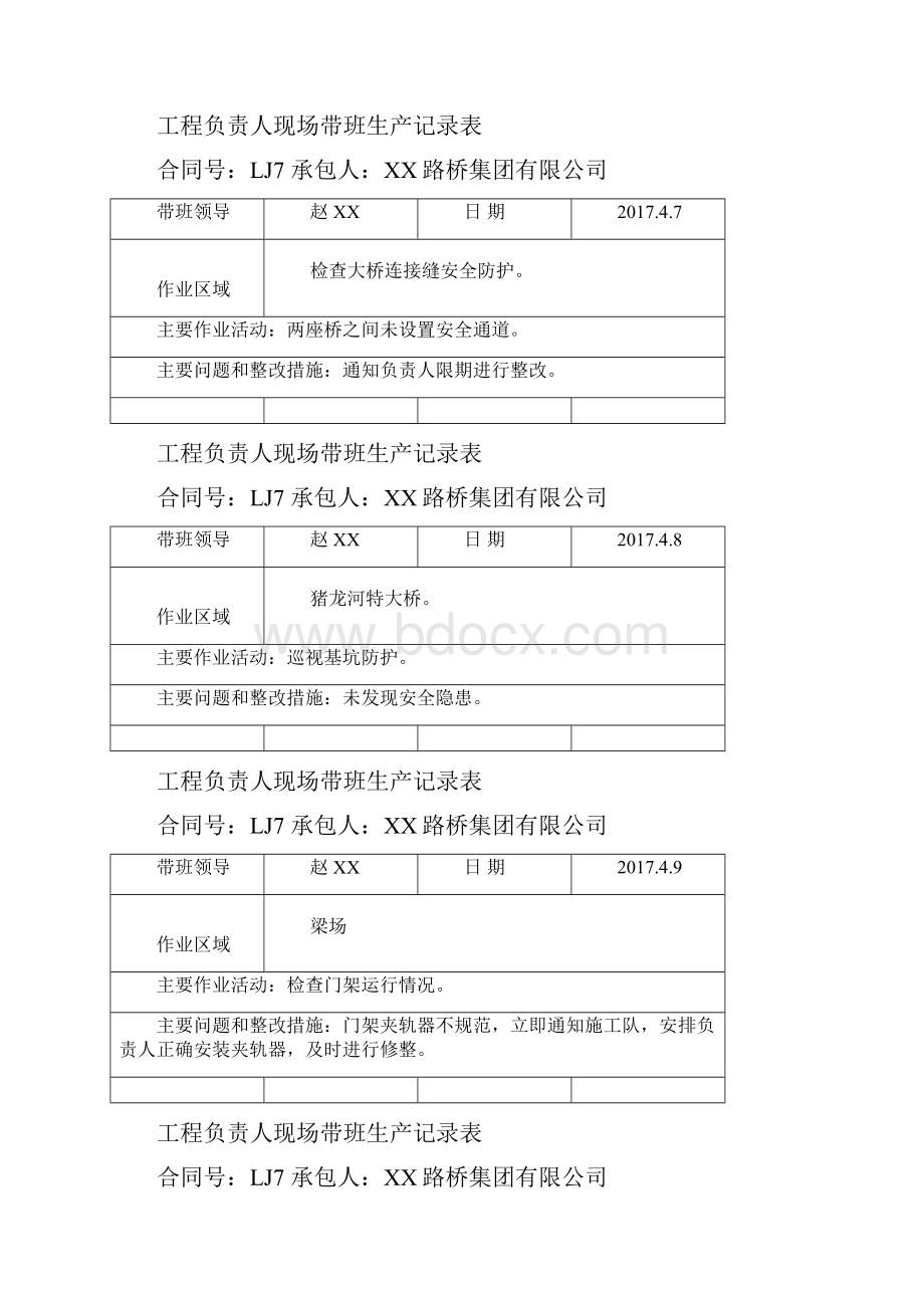 高速公路项目负责人现场带班生产记录表.docx_第3页