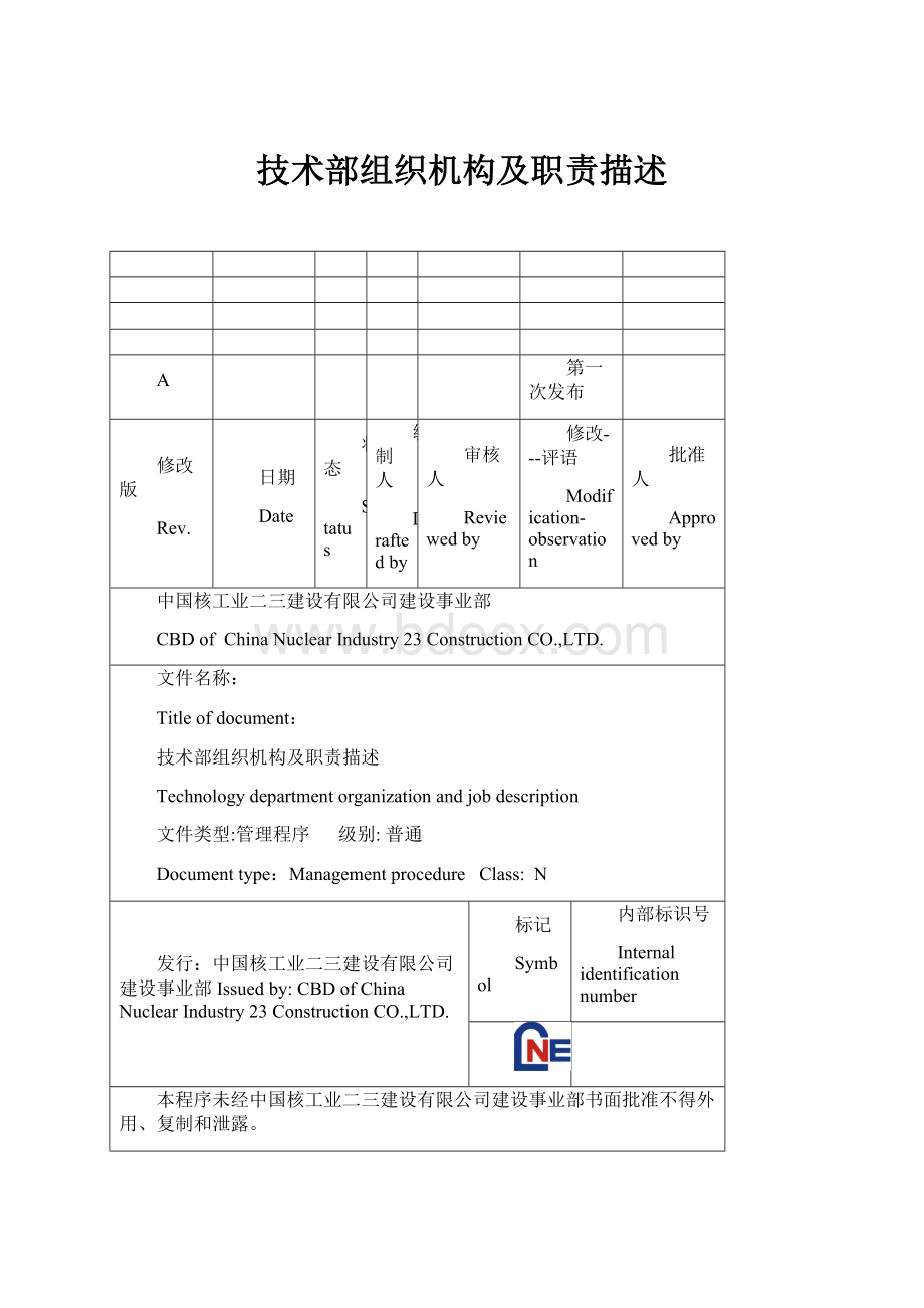 技术部组织机构及职责描述.docx