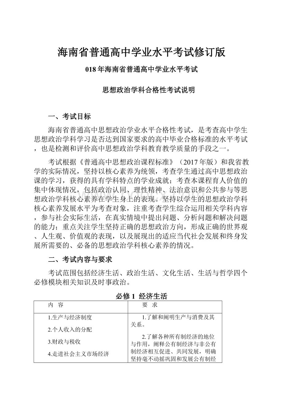 海南省普通高中学业水平考试修订版.docx