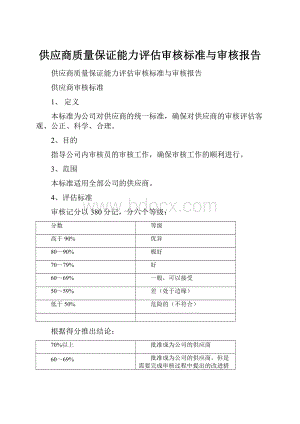 供应商质量保证能力评估审核标准与审核报告.docx