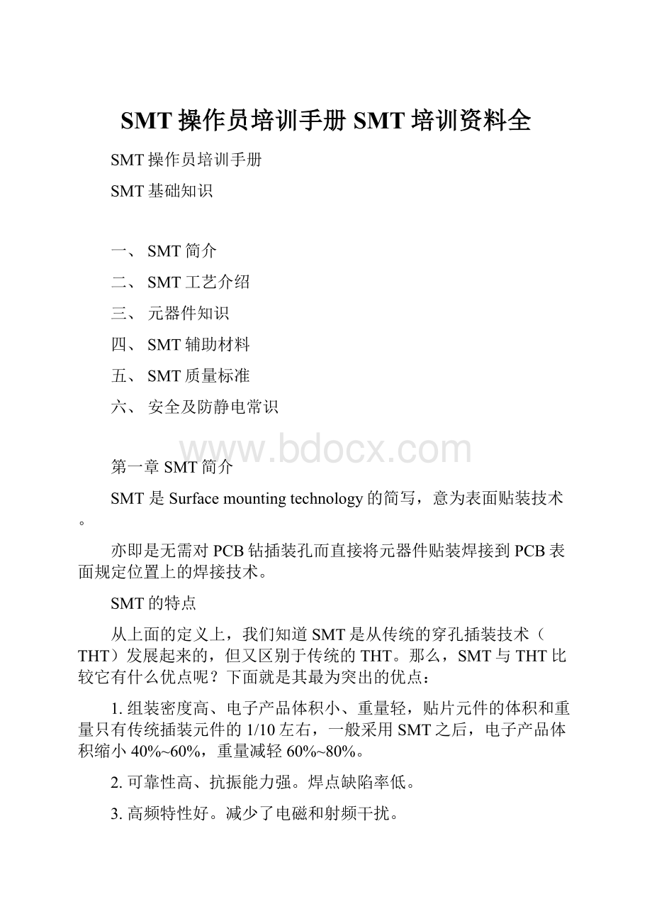 SMT操作员培训手册SMT培训资料全.docx