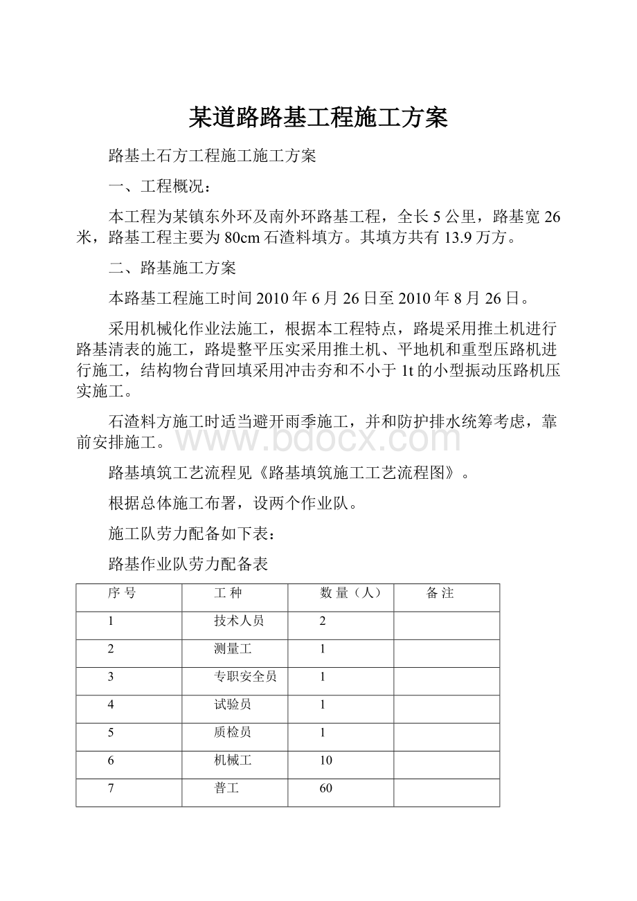 某道路路基工程施工方案.docx_第1页