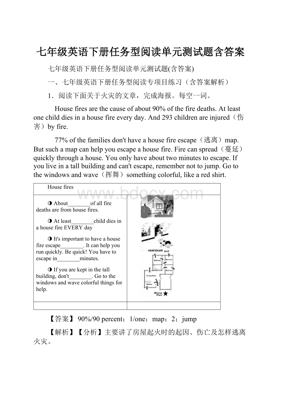 七年级英语下册任务型阅读单元测试题含答案.docx