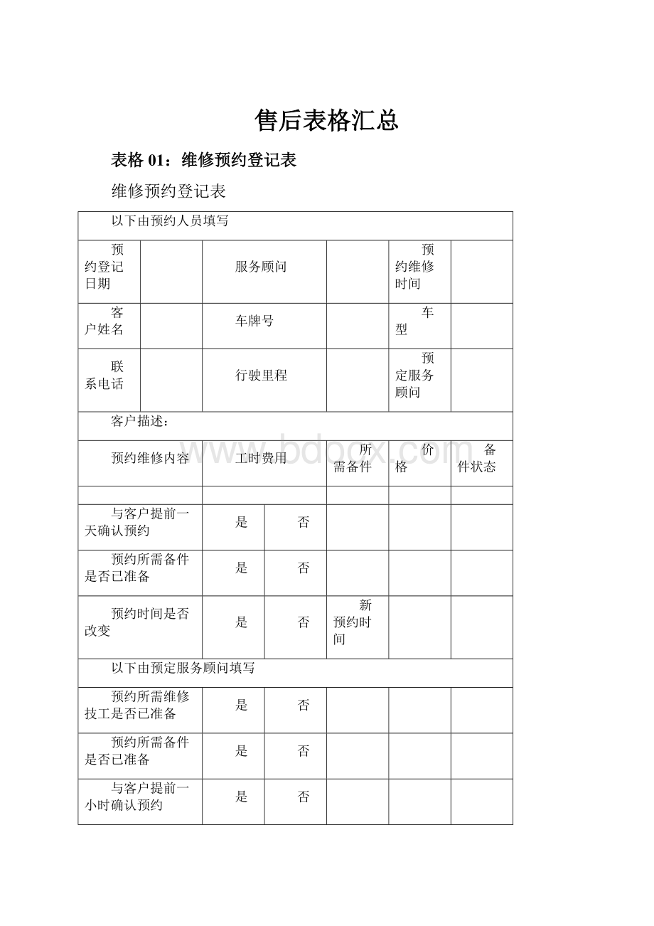 售后表格汇总.docx_第1页