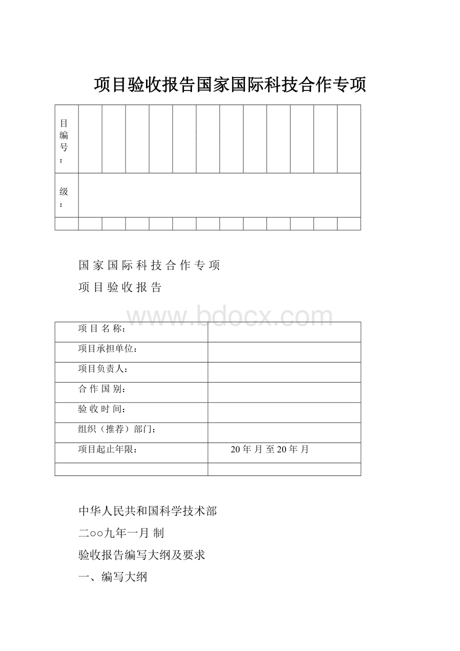 项目验收报告国家国际科技合作专项.docx_第1页