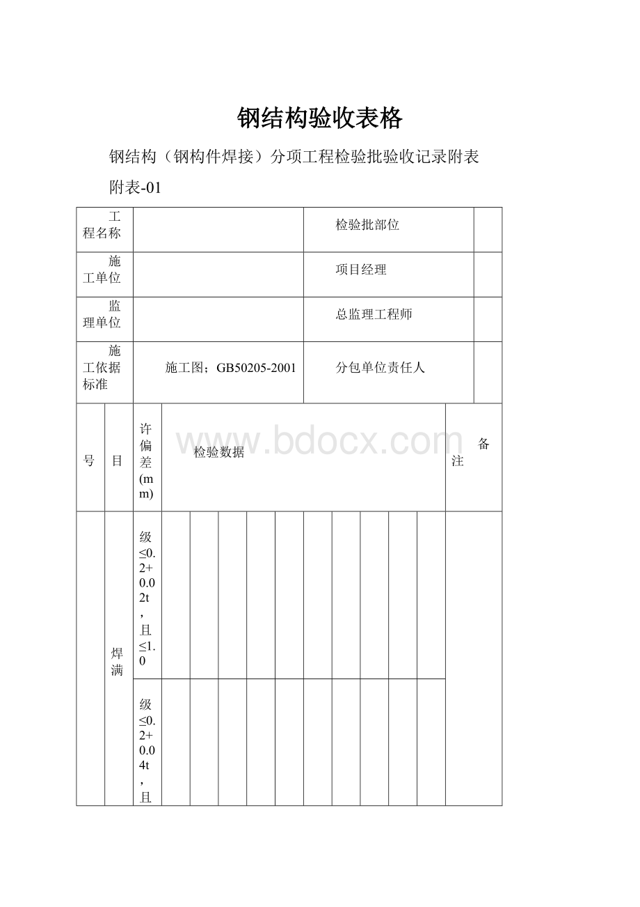 钢结构验收表格.docx_第1页