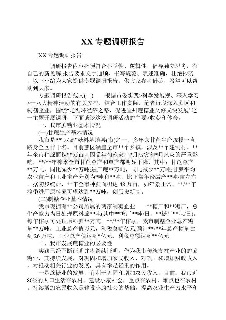 XX专题调研报告.docx_第1页