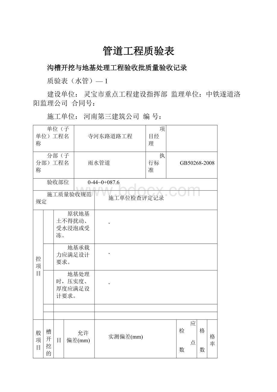 管道工程质验表.docx_第1页