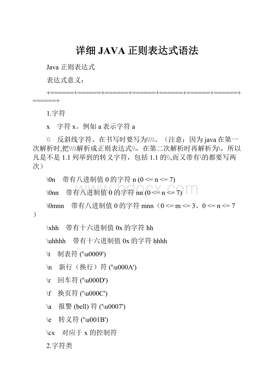 详细JAVA正则表达式语法.docx_第1页