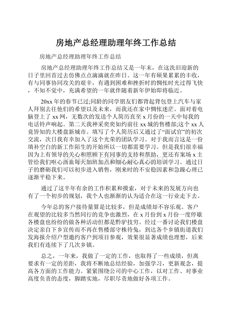 房地产总经理助理年终工作总结.docx