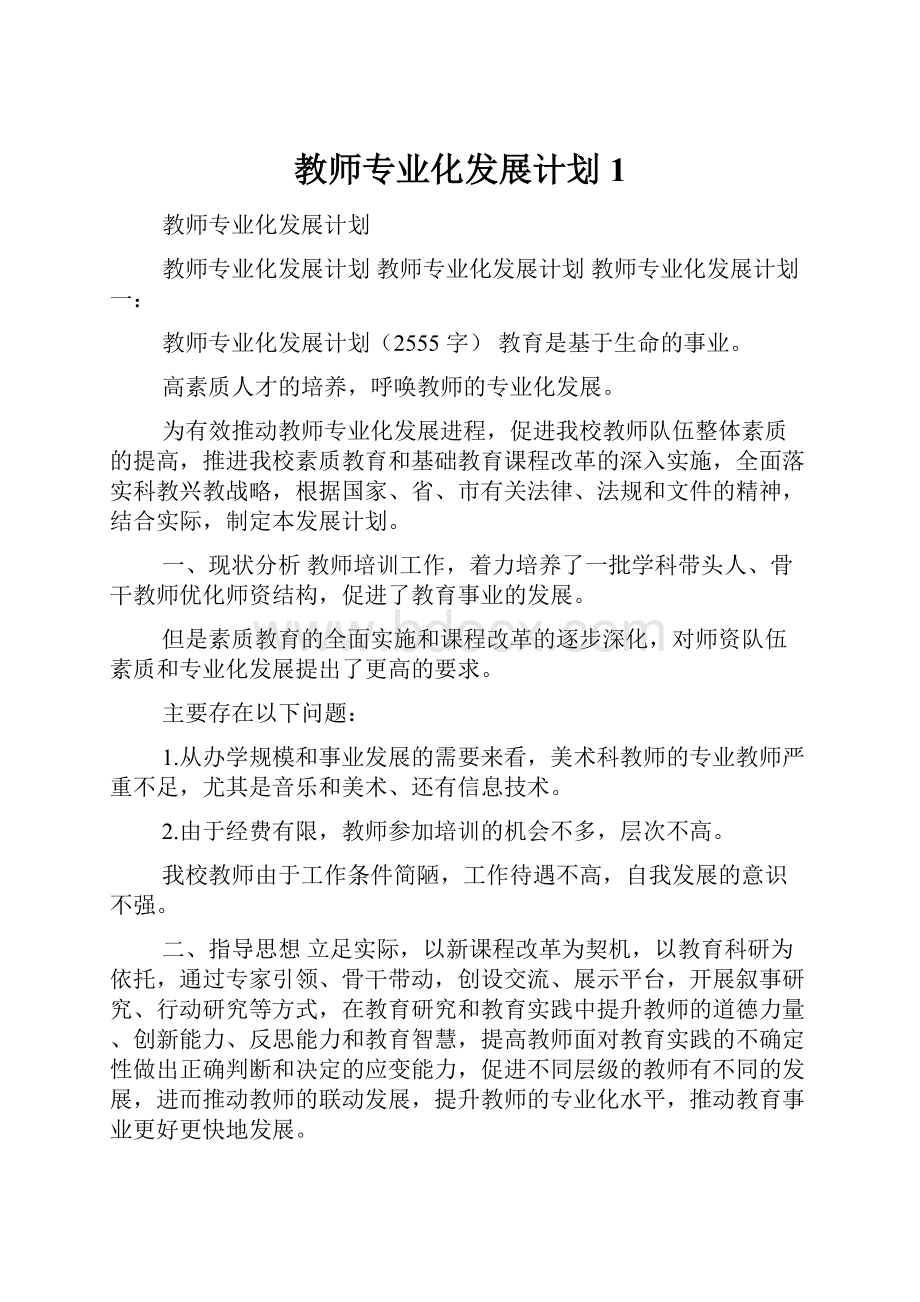 教师专业化发展计划1.docx_第1页