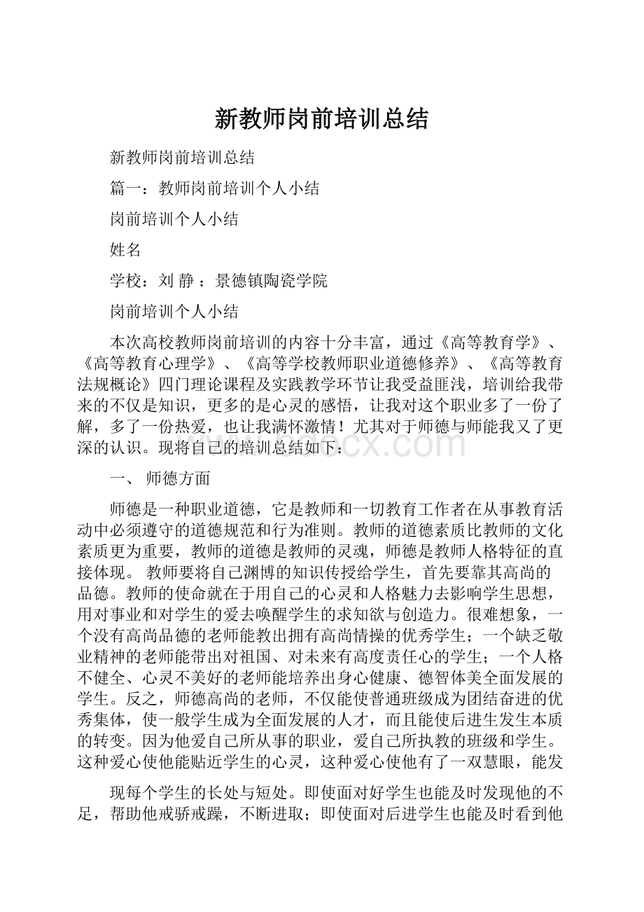 新教师岗前培训总结.docx