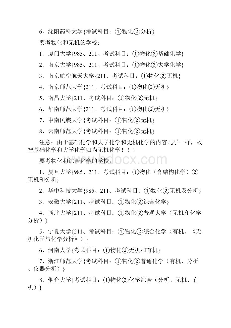 全国有机化学考研学校排名及所需考的专业课.docx_第2页