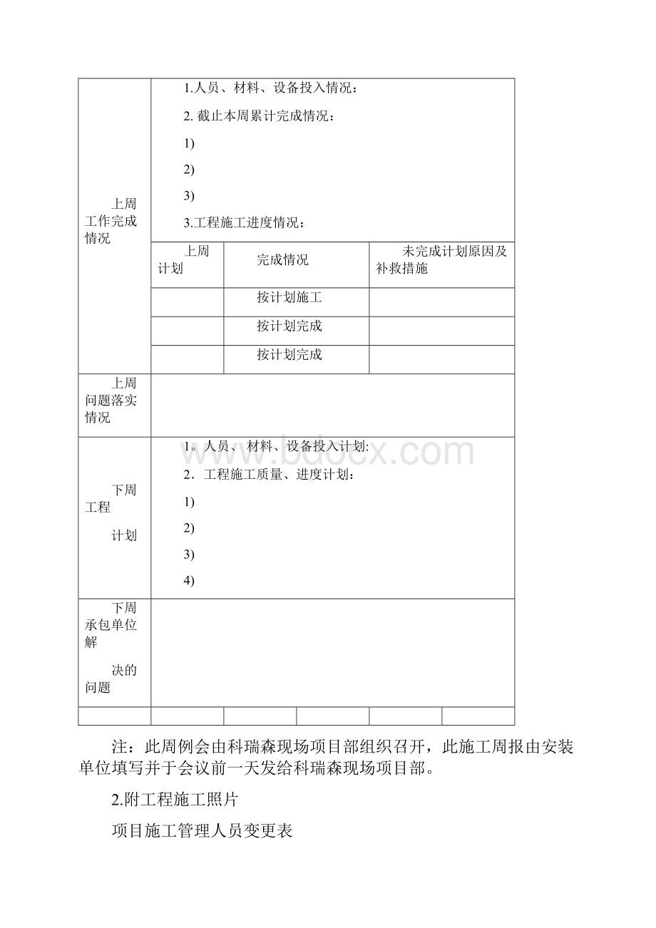 项目施工周报模板正规版.docx_第2页