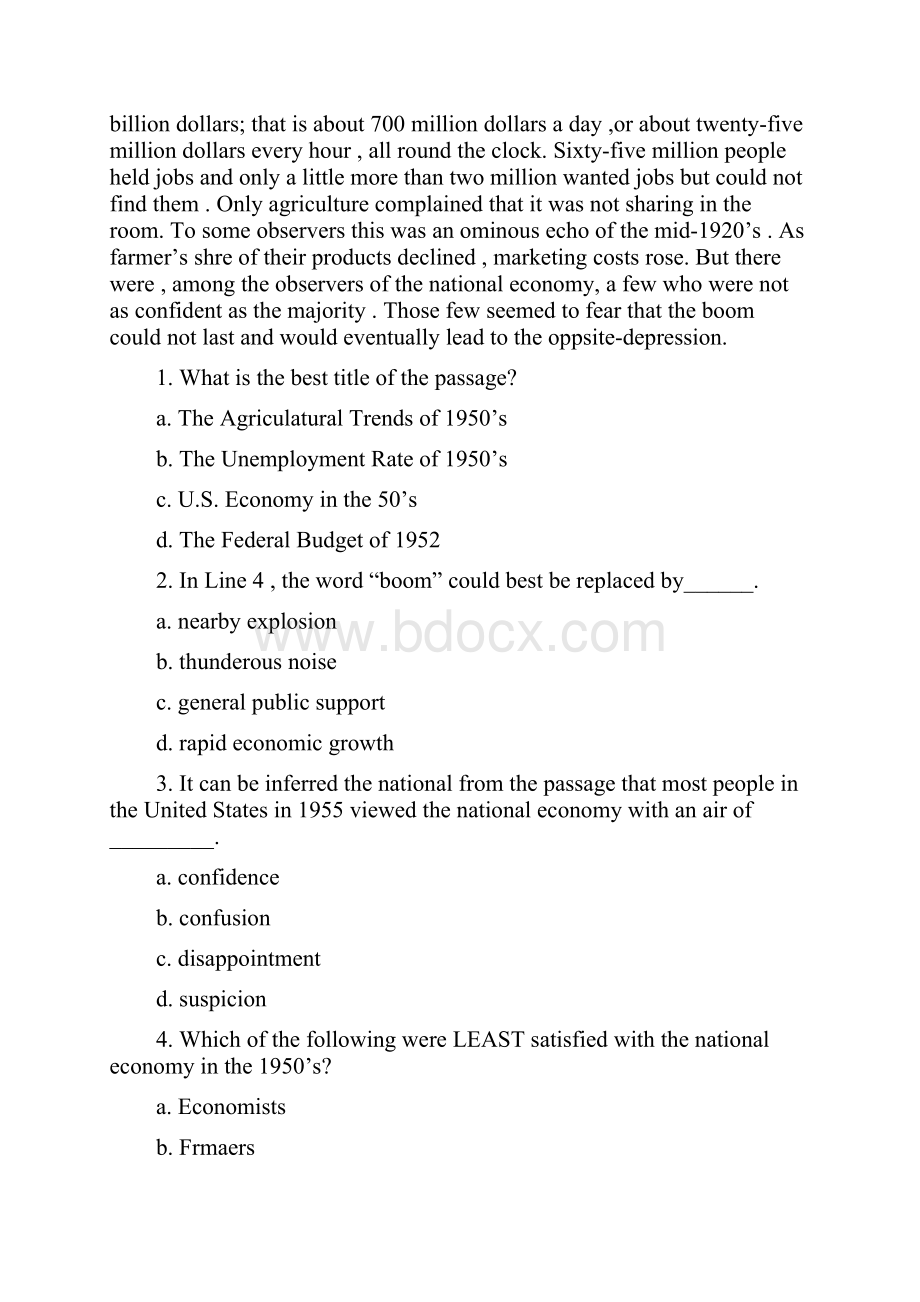 大学英语四级阅读理解试题及答案一1.docx_第3页