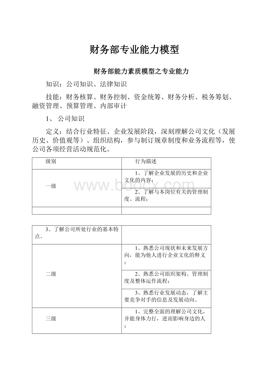 财务部专业能力模型.docx