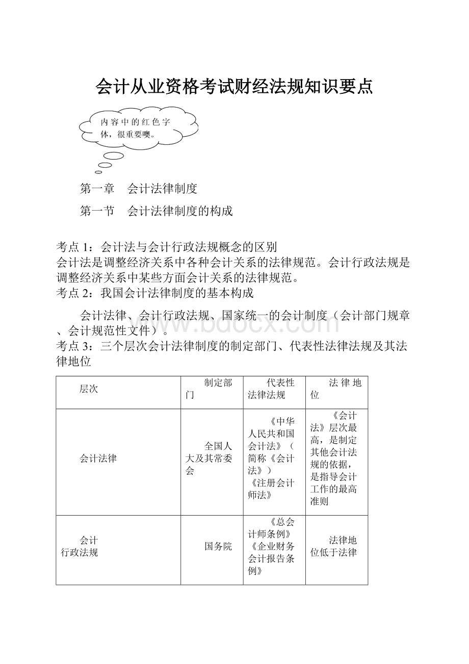 会计从业资格考试财经法规知识要点.docx