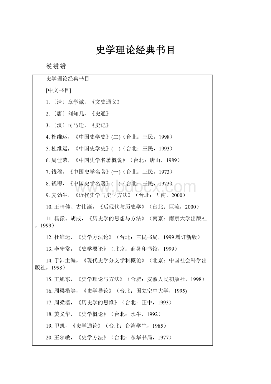 史学理论经典书目.docx