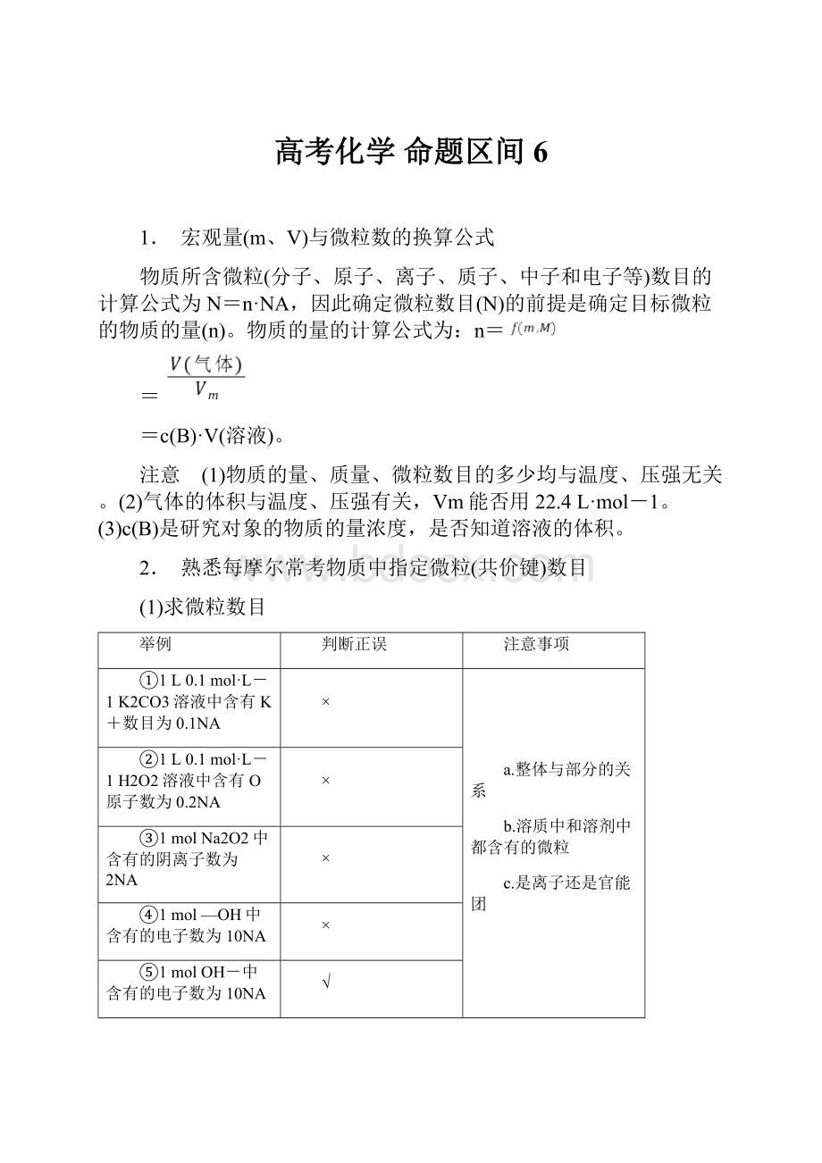 高考化学命题区间 6.docx