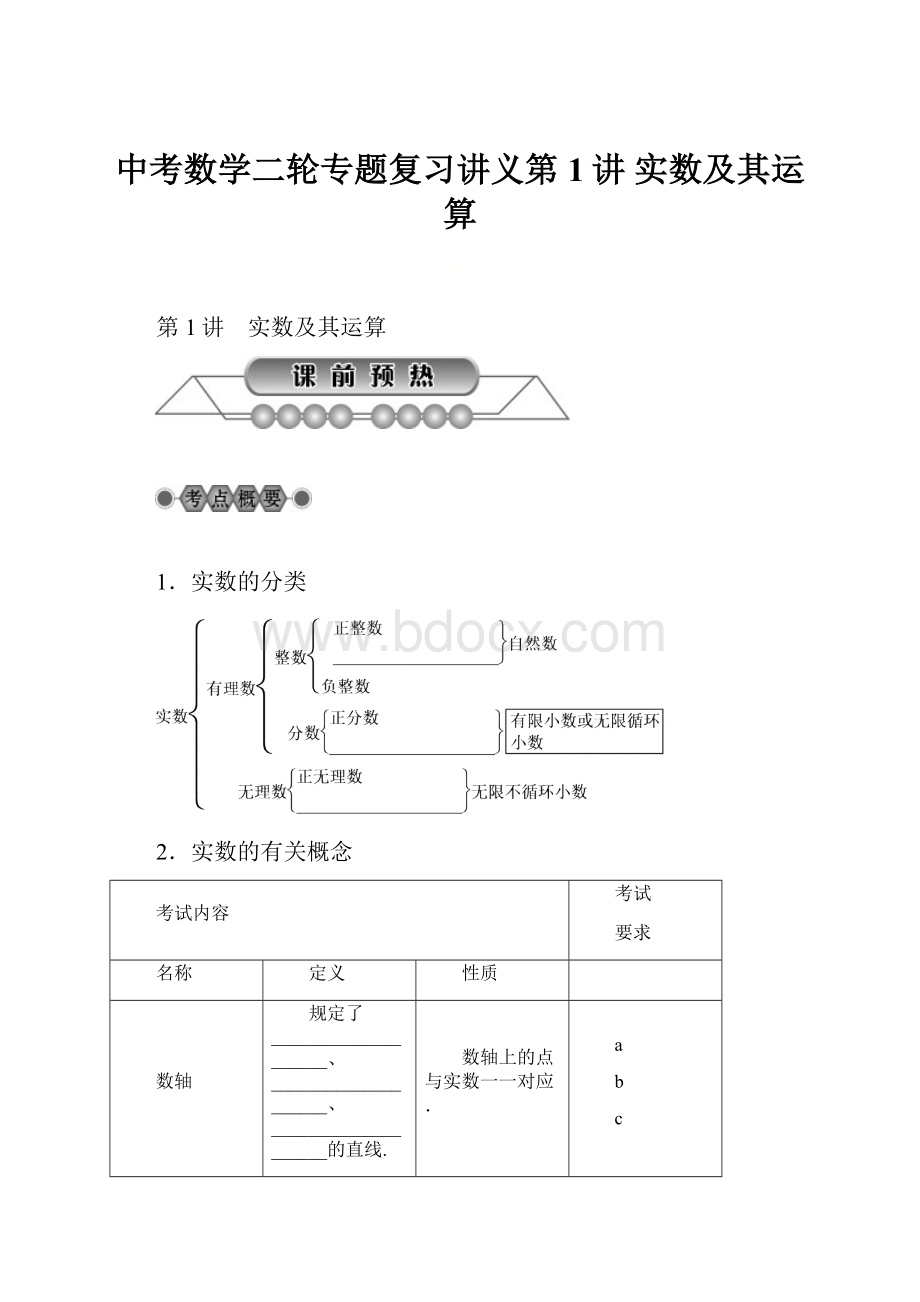 中考数学二轮专题复习讲义第1讲实数及其运算.docx_第1页