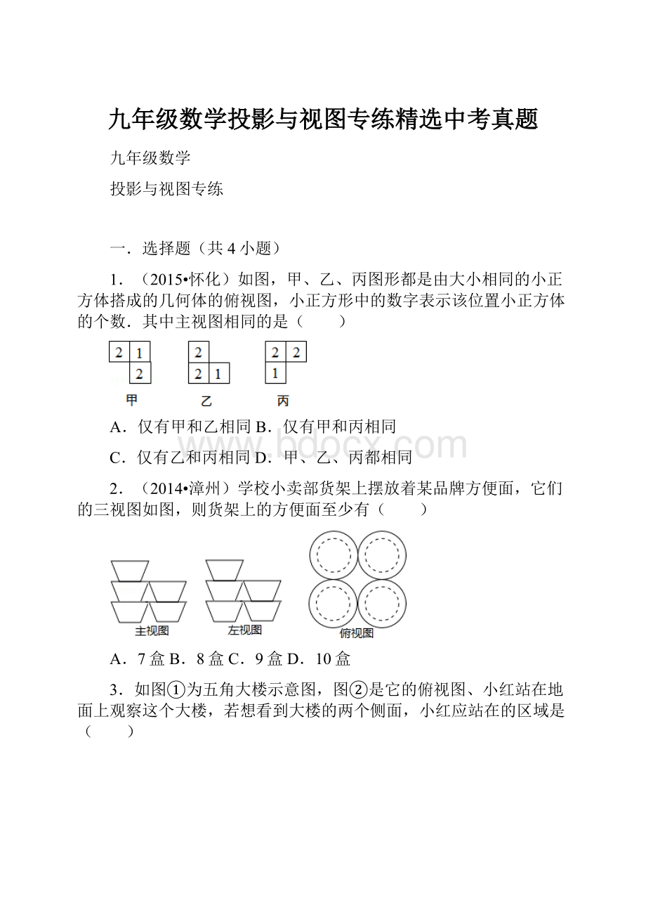 九年级数学投影与视图专练精选中考真题.docx