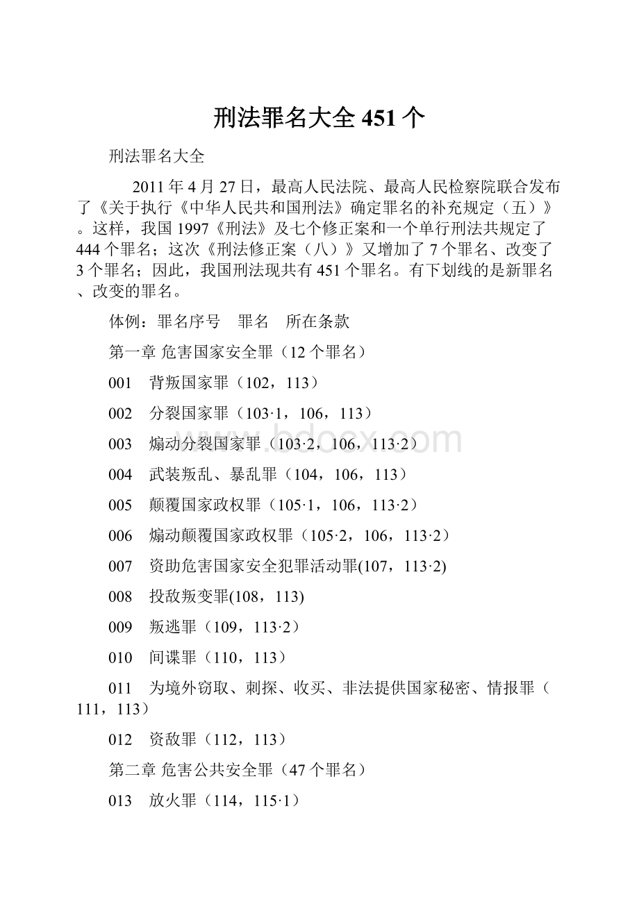 刑法罪名大全451个.docx_第1页