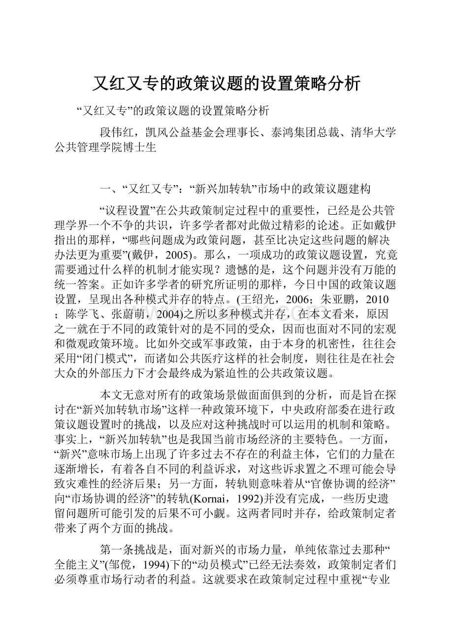 又红又专的政策议题的设置策略分析.docx_第1页