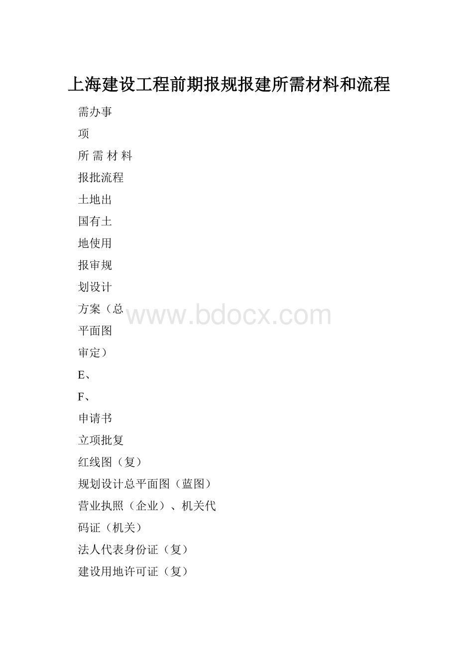 上海建设工程前期报规报建所需材料和流程.docx_第1页