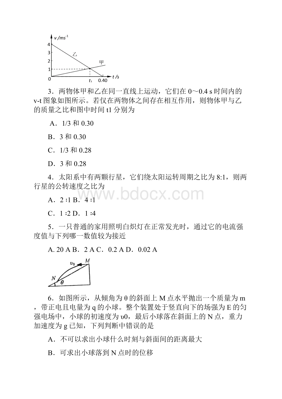 浙江省绍兴市学年高二下学期期末考试物理试题word版有答案.docx_第2页