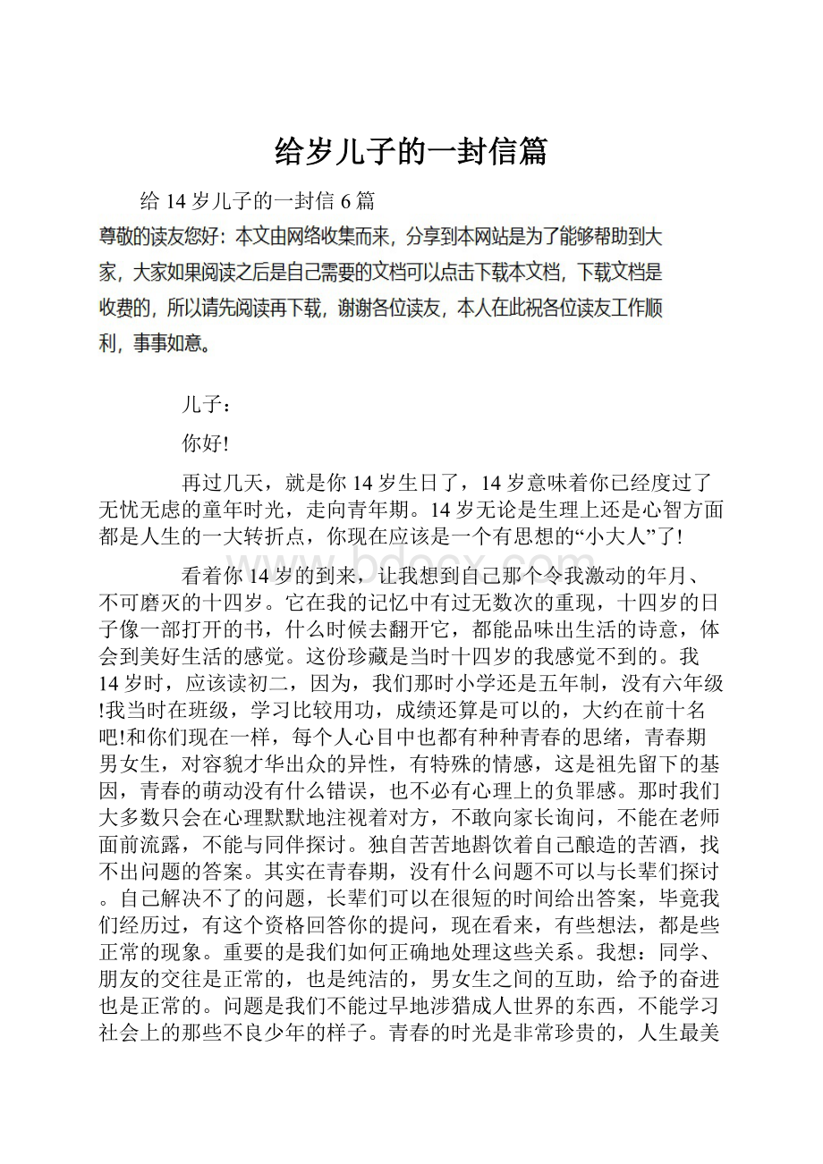 给岁儿子的一封信篇.docx