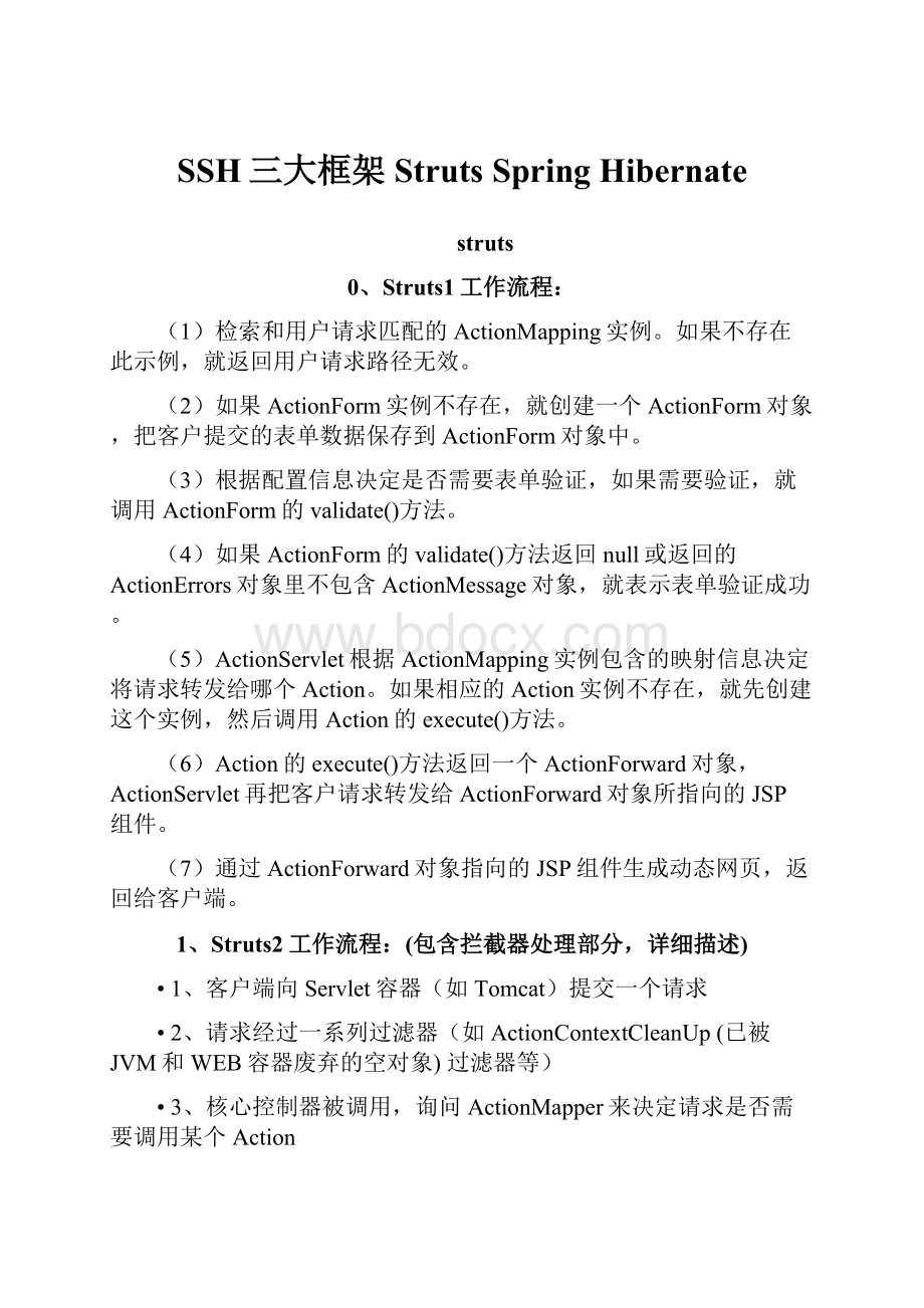 SSH三大框架Struts Spring Hibernate.docx_第1页