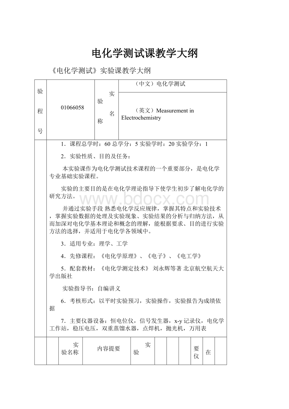 电化学测试课教学大纲.docx