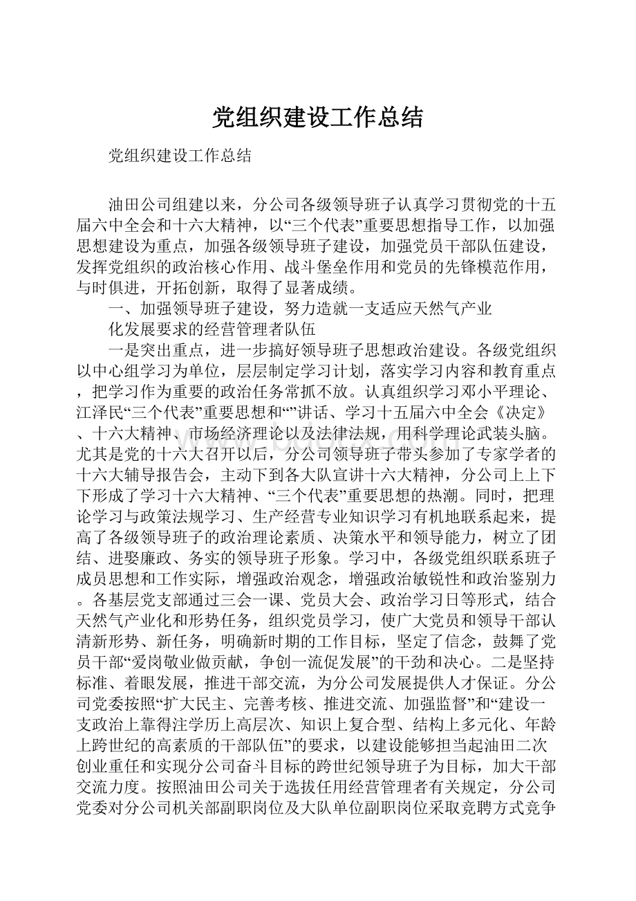 党组织建设工作总结.docx