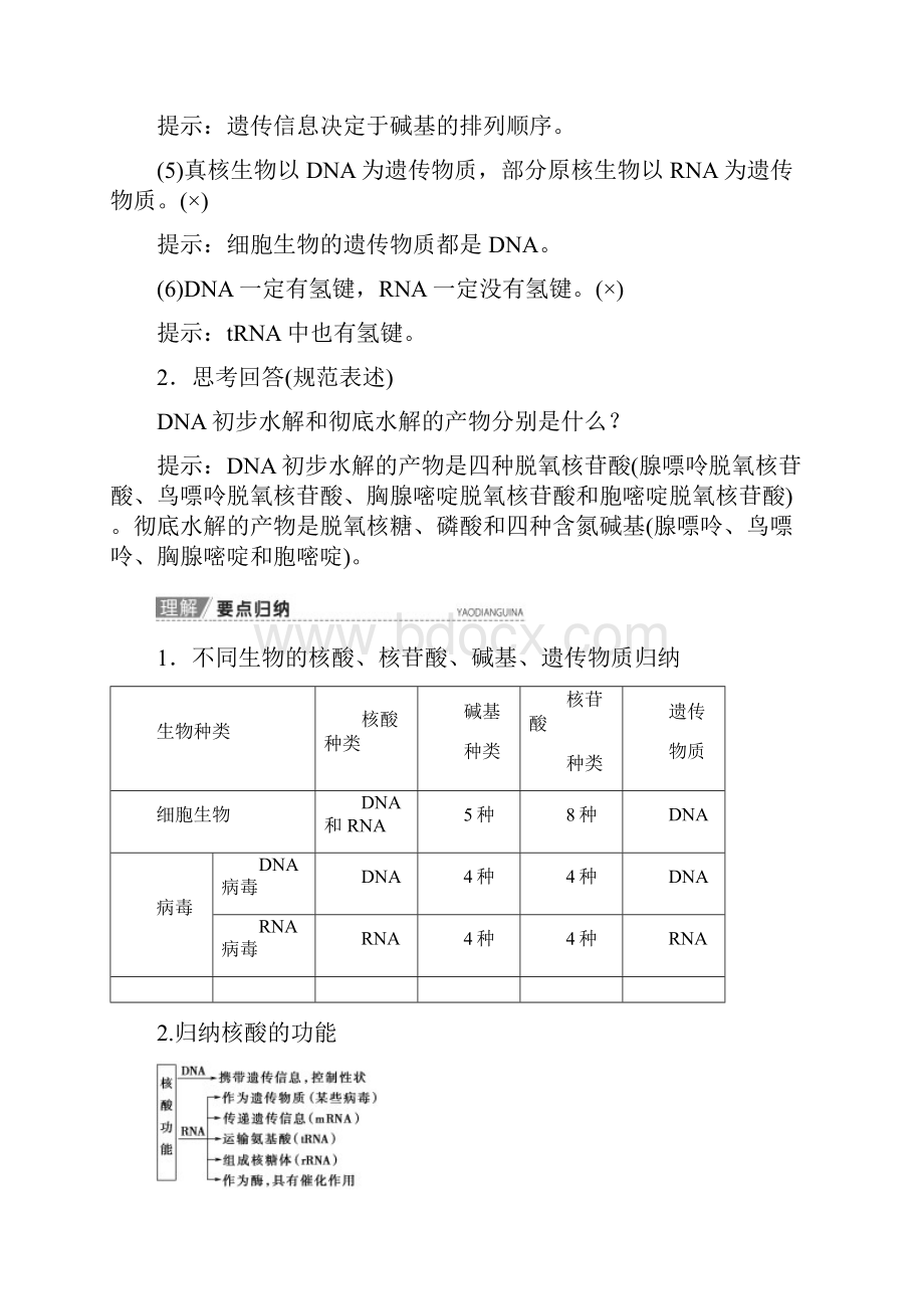 版高考生物复习第1单元第4讲核酸糖类和脂质教学案新人教版.docx_第3页