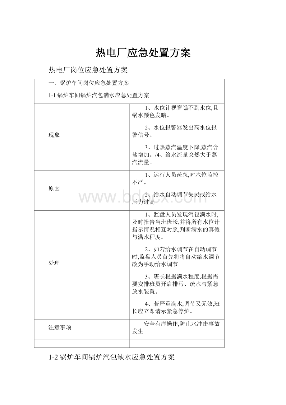 热电厂应急处置方案.docx