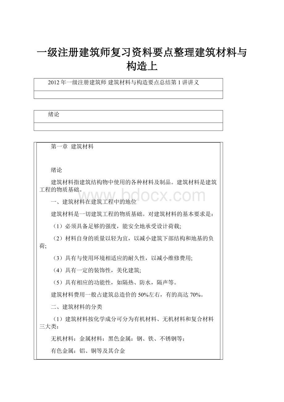 一级注册建筑师复习资料要点整理建筑材料与构造上.docx