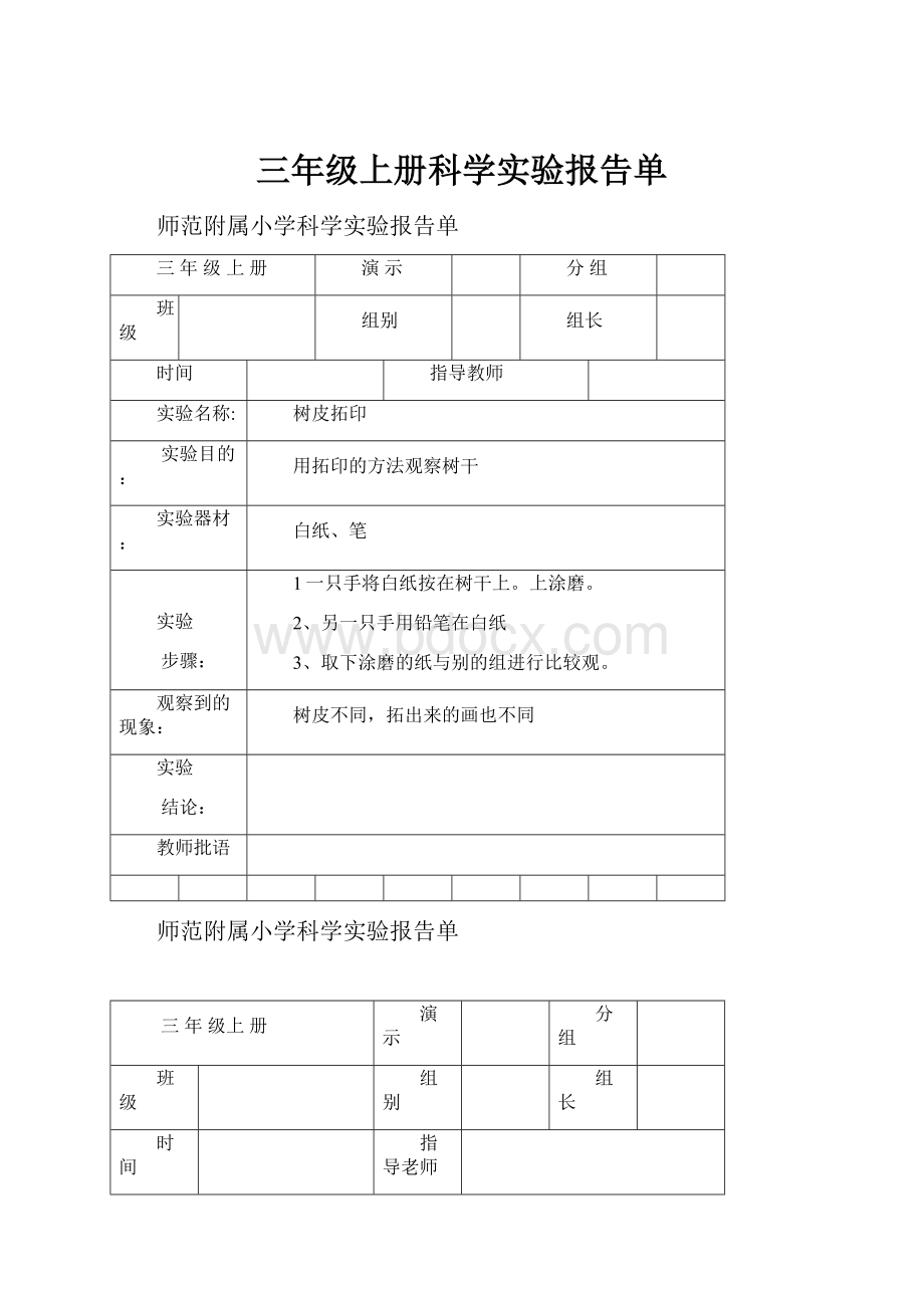 三年级上册科学实验报告单.docx_第1页