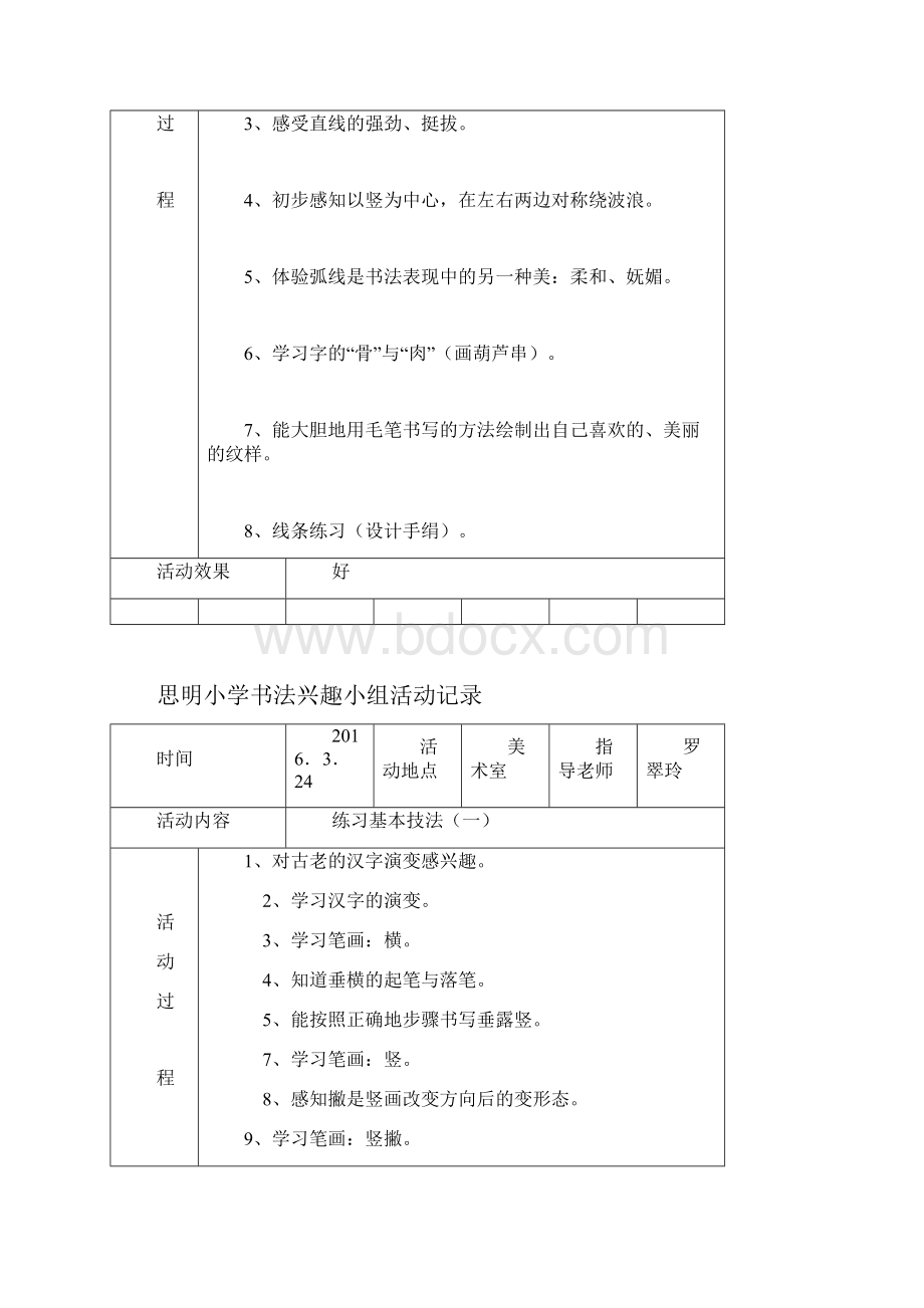 学年下学期书法兴趣组活动记录表.docx_第2页