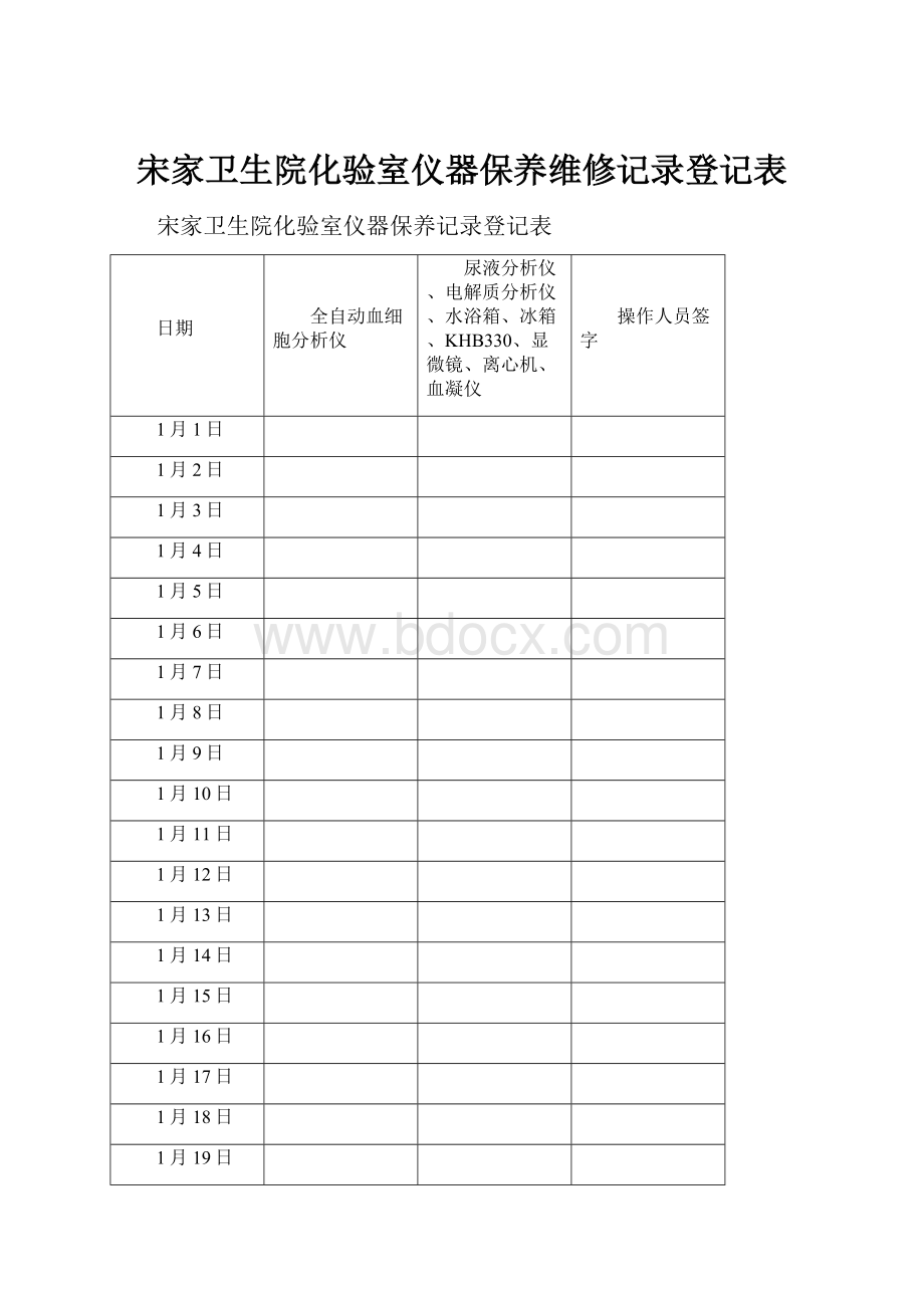 宋家卫生院化验室仪器保养维修记录登记表.docx