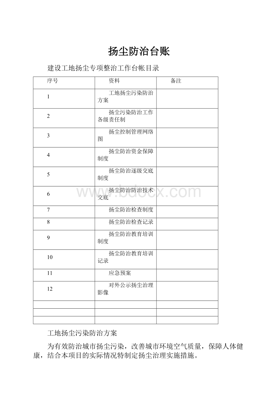 扬尘防治台账.docx_第1页